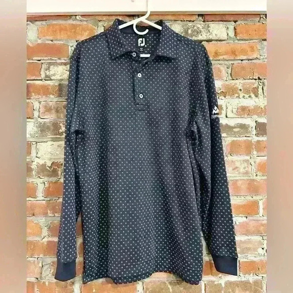 FootJoy Navy All Over Polka Dot Pattern Men's Shirt Size M - Picture 1 of 6